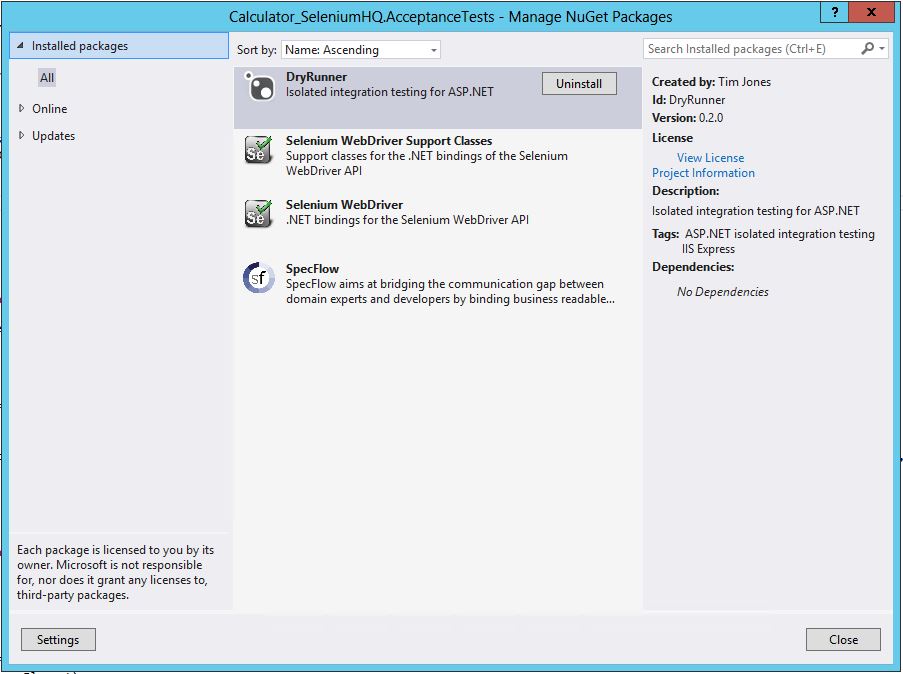 bdd-selenium-nuget-packages