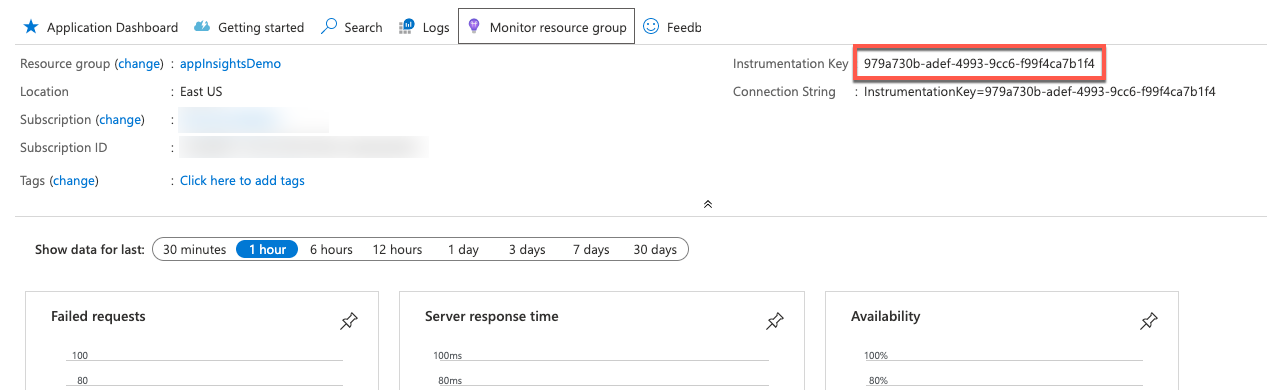 application insights instrumentation key